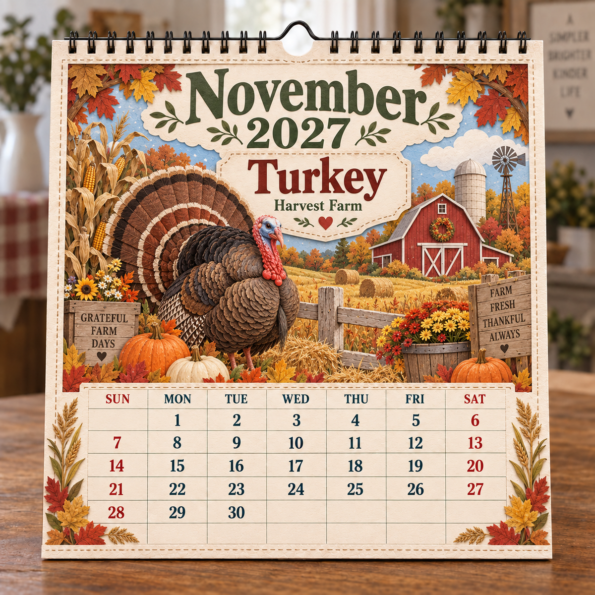 2027 Farm Animals & Country Life Wall Calendar