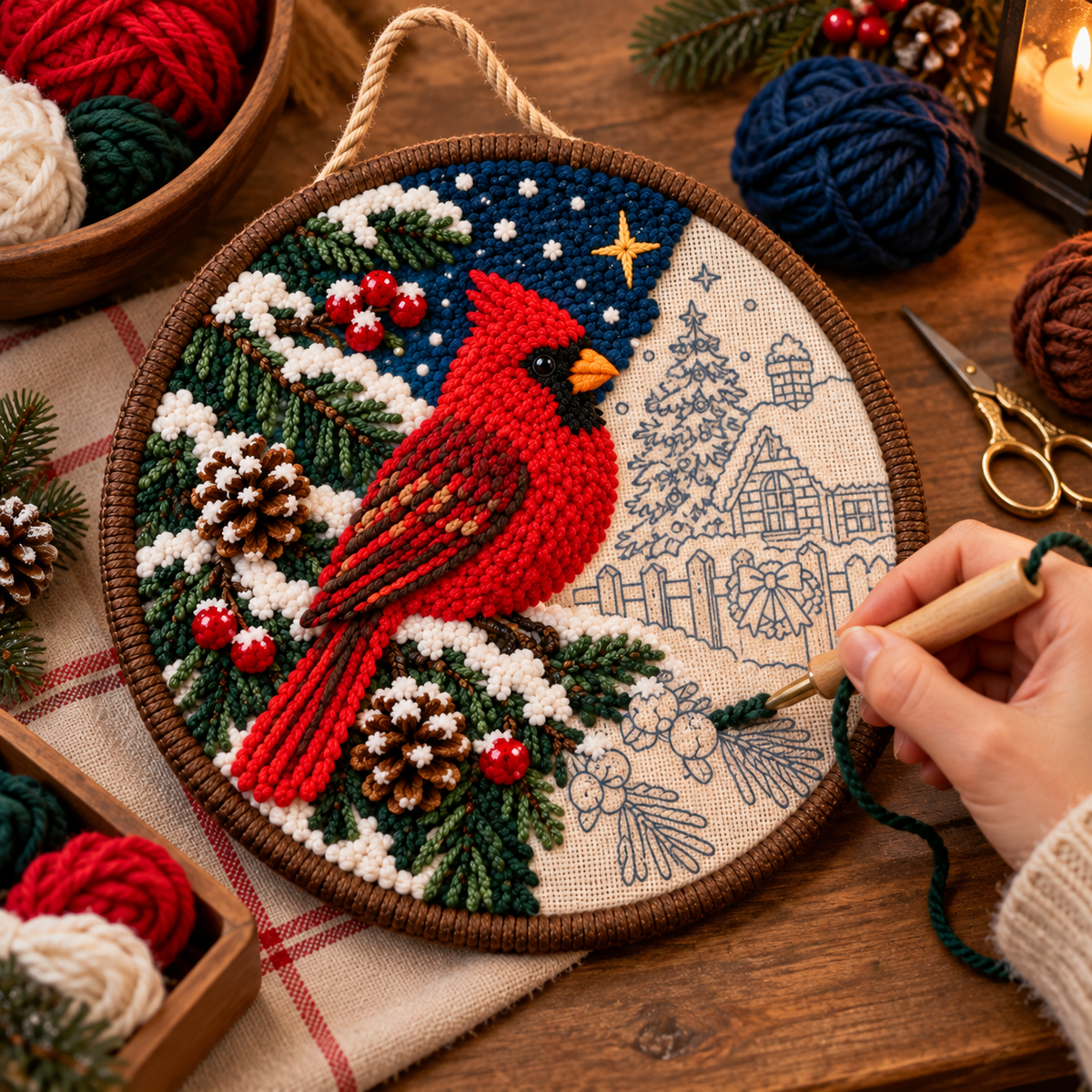 DIY Punch Needle Winter Woodland Hanging Decor Kit