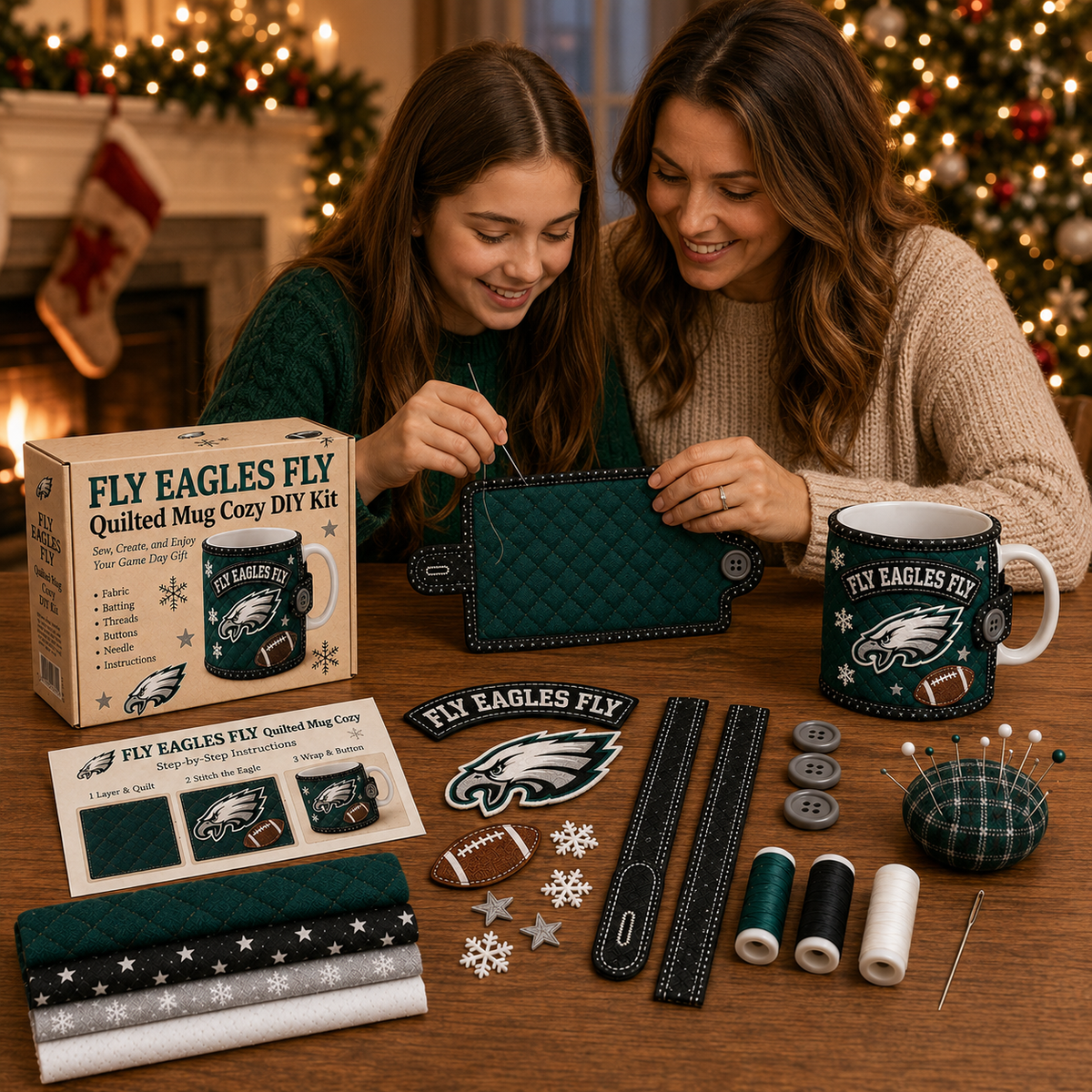 FLY EAGLES FLY — Quilted Mug Cozy Sewing Kit