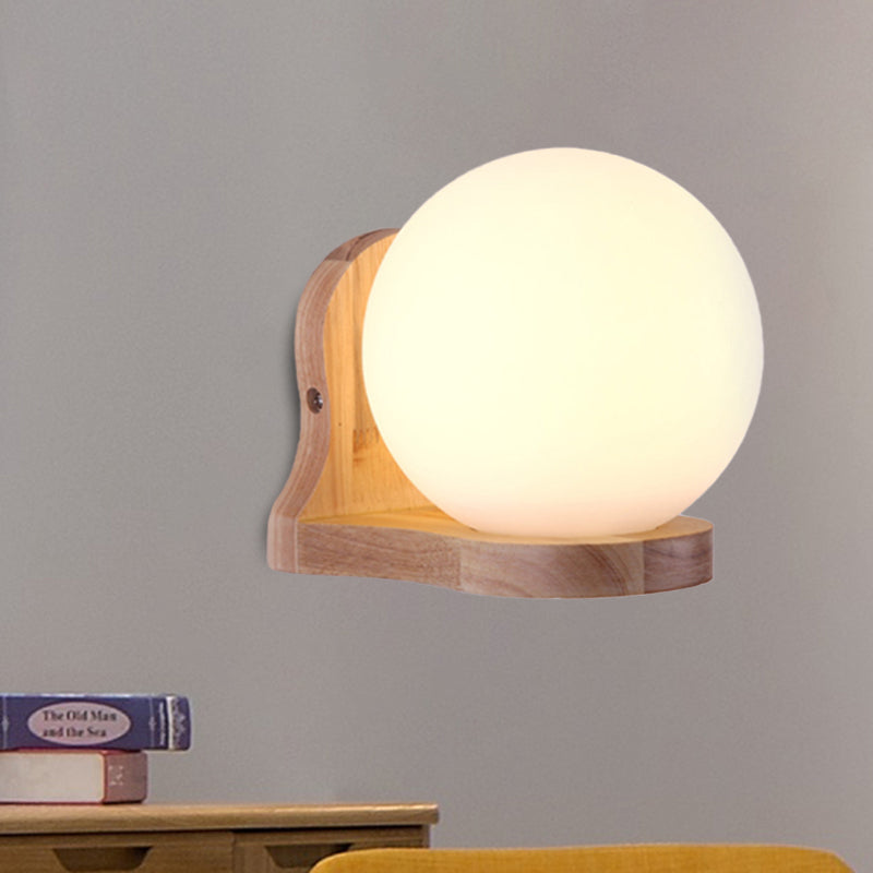 Sikunuo | Balcony Study Room Ball Wall Painting Lighting Milk Glass 1 Light Simple Style White Wall Lamp
