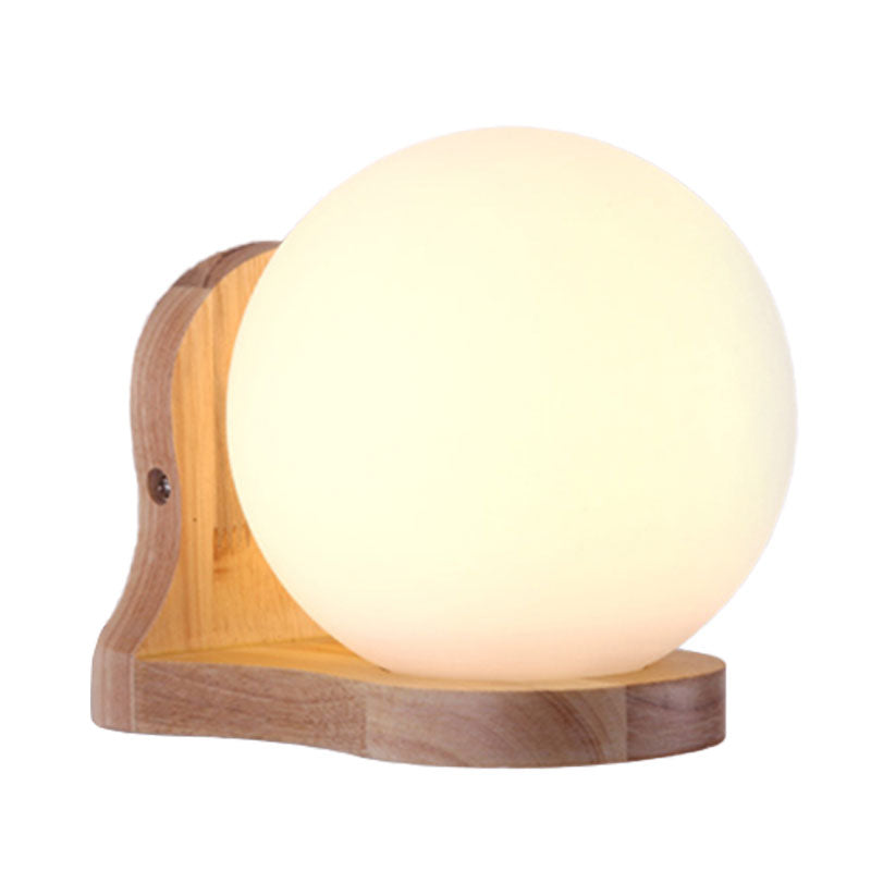 Sikunuo | Balcony Study Room Ball Wall Painting Lighting Milk Glass 1 Light Simple Style White Wall Lamp