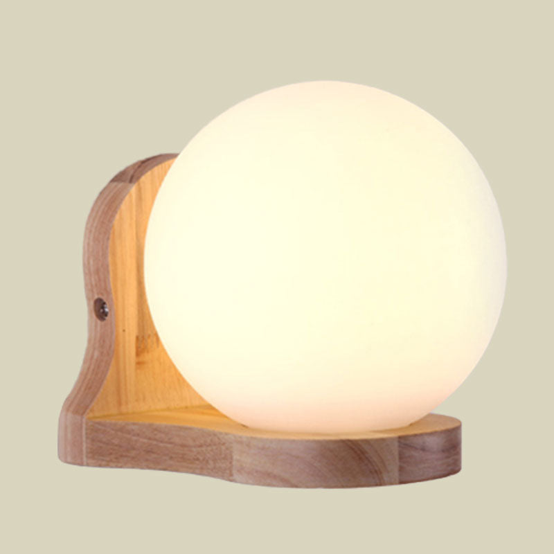 Sikunuo | Balcony Study Room Ball Wall Painting Lighting Milk Glass 1 Light Simple Style White Wall Lamp