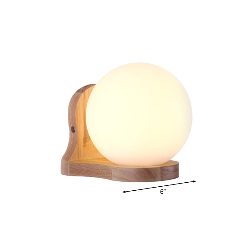 Sikunuo | Balcony Study Room Ball Wall Painting Lighting Milk Glass 1 Light Simple Style White Wall Lamp