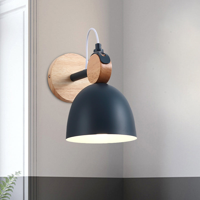 Sikunuo | Metal Bowl Shade Wall Light Lamp Children's Room Shop 1 Head Macaron Style Wall Light