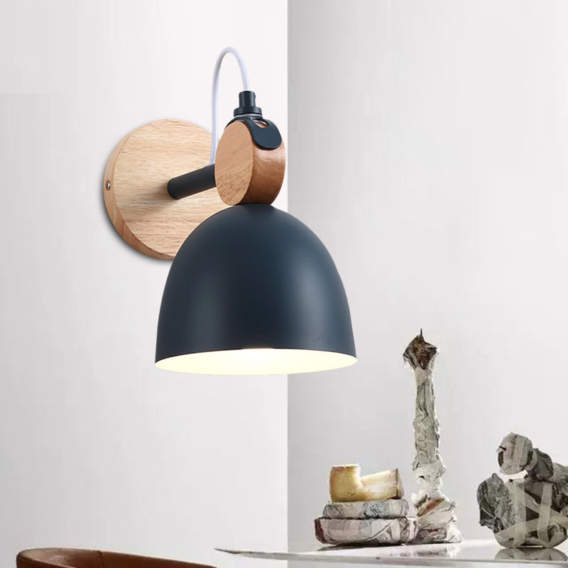 Sikunuo | Metal Bowl Shade Wall Light Lamp Children's Room Shop 1 Head Macaron Style Wall Light