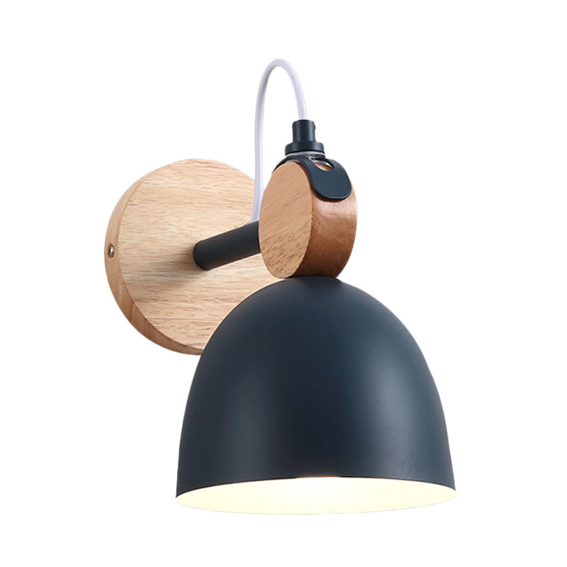 Sikunuo | Metal Bowl Shade Wall Light Lamp Children's Room Shop 1 Head Macaron Style Wall Light