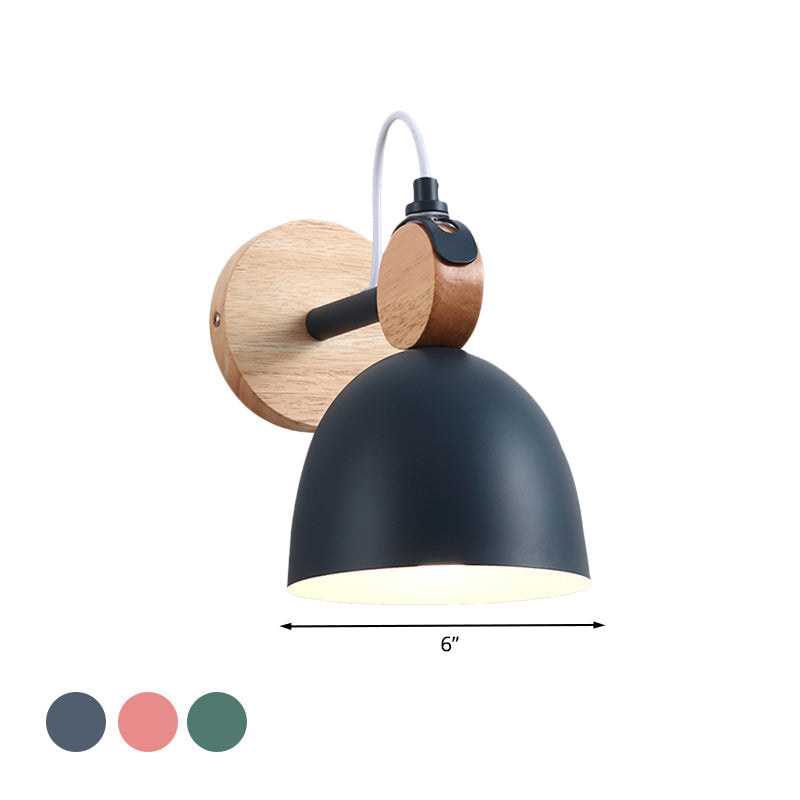Sikunuo | Metal Bowl Shade Wall Light Lamp Children's Room Shop 1 Head Macaron Style Wall Light