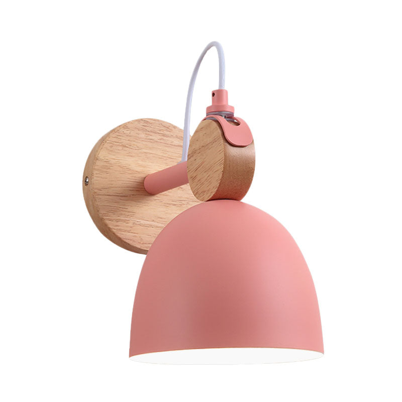 Sikunuo | Metal Bowl Shade Wall Light Lamp Children's Room Shop 1 Head Macaron Style Wall Light