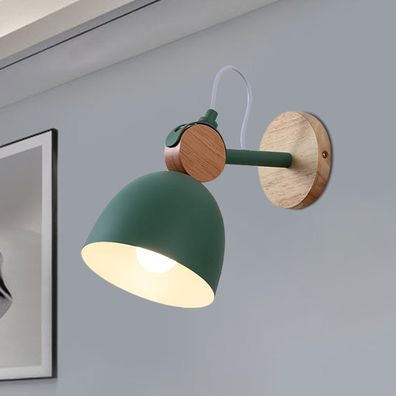 Sikunuo | Metal Bowl Shade Wall Light Lamp Children's Room Shop 1 Head Macaron Style Wall Light