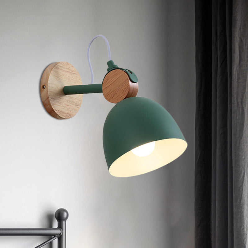 Sikunuo | Metal Bowl Shade Wall Light Lamp Children's Room Shop 1 Head Macaron Style Wall Light