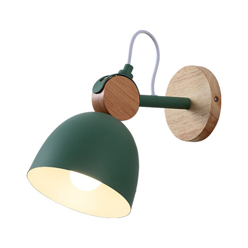 Sikunuo | Metal Bowl Shade Wall Light Lamp Children's Room Shop 1 Head Macaron Style Wall Light