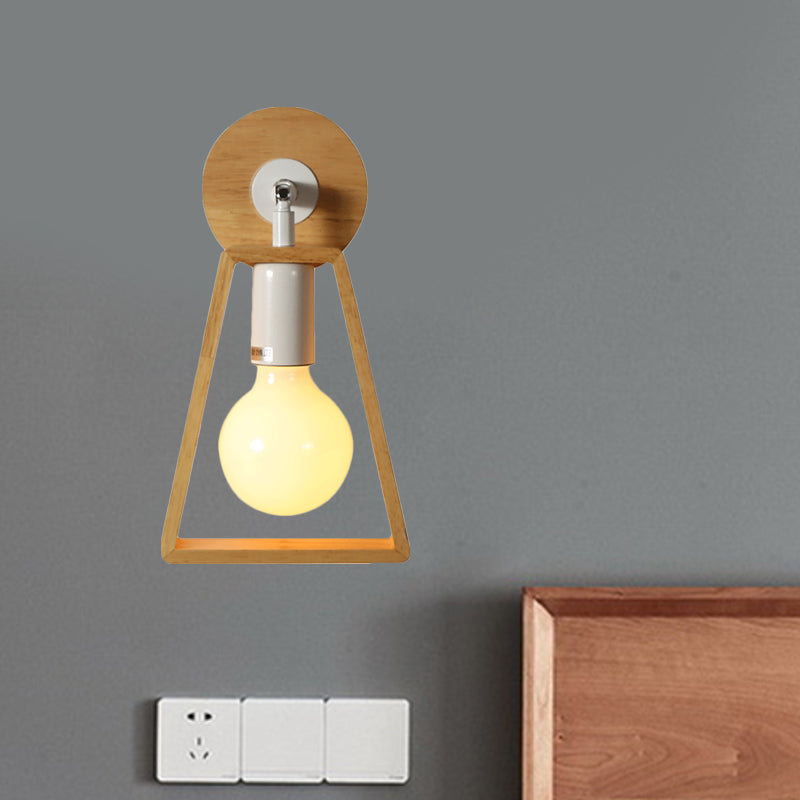 Sikunuo | 1 head swivel trapeze wall lamp modern design beige wood wall light for bedroom