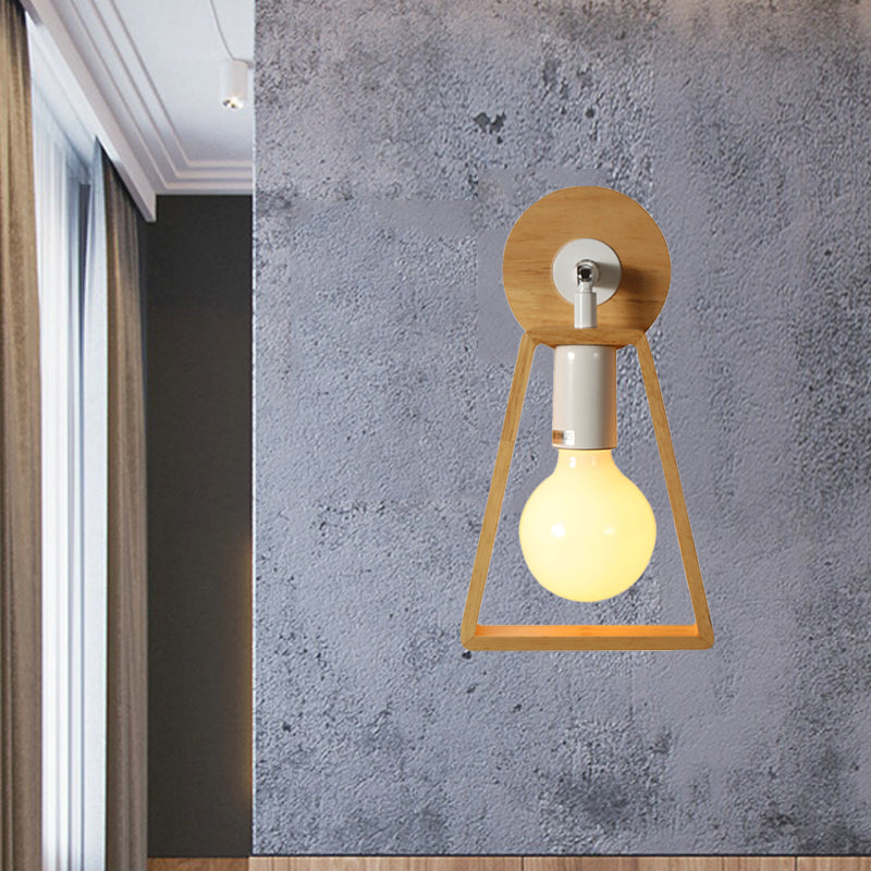 Sikunuo | 1 head swivel trapeze wall lamp modern design beige wood wall light for bedroom