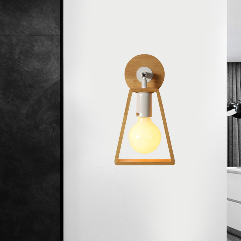 Sikunuo | 1 head swivel trapeze wall lamp modern design beige wood wall light for bedroom