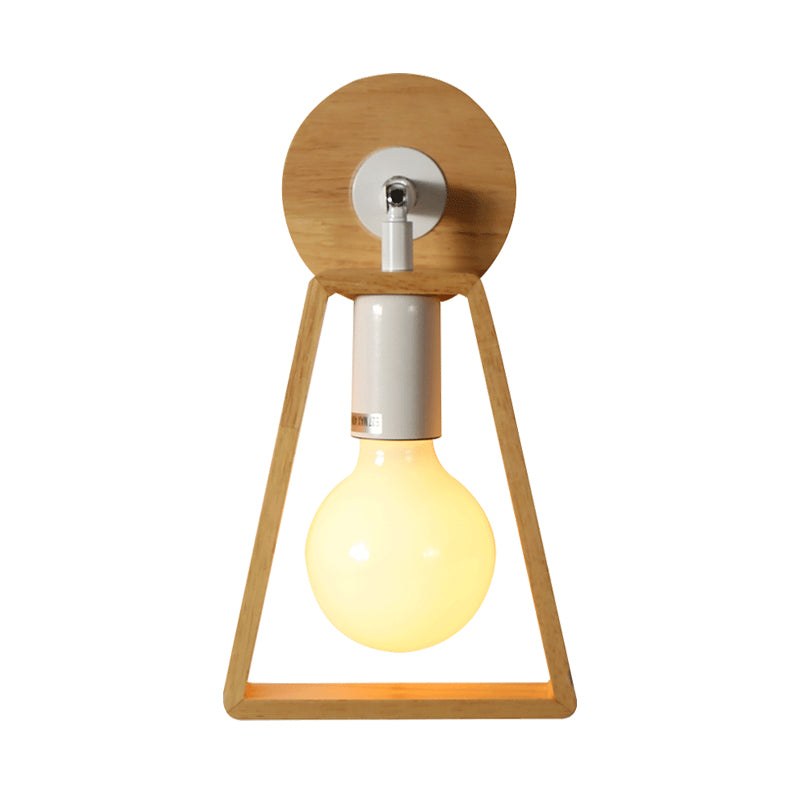 Sikunuo | 1 head swivel trapeze wall lamp modern design beige wood wall light for bedroom