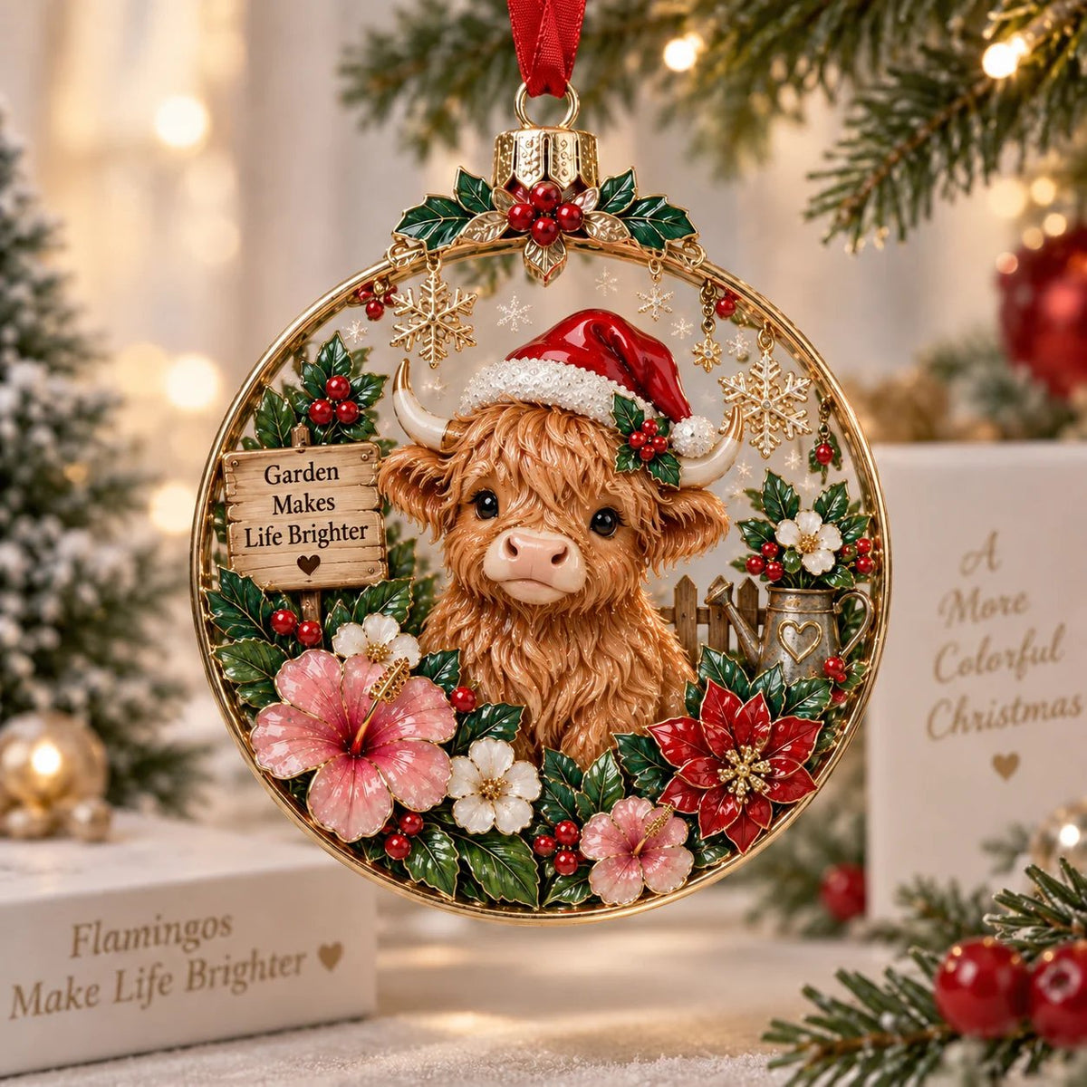 Christmas Floral Holiday Hanging Decoration Ornament