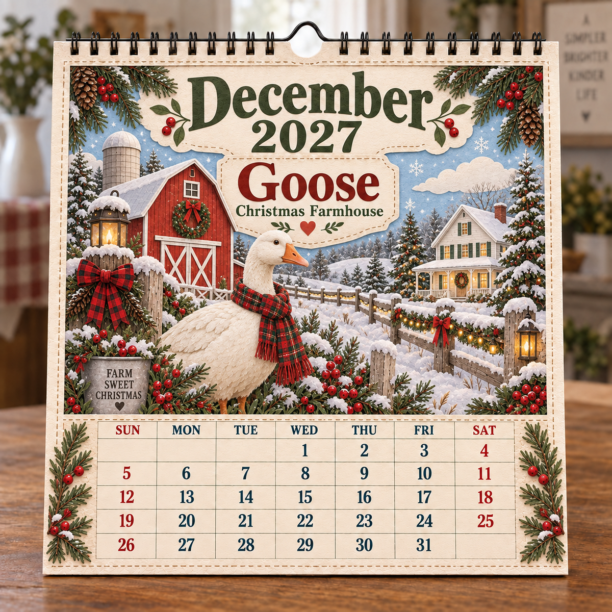 2027 Farm Animals & Country Life Wall Calendar