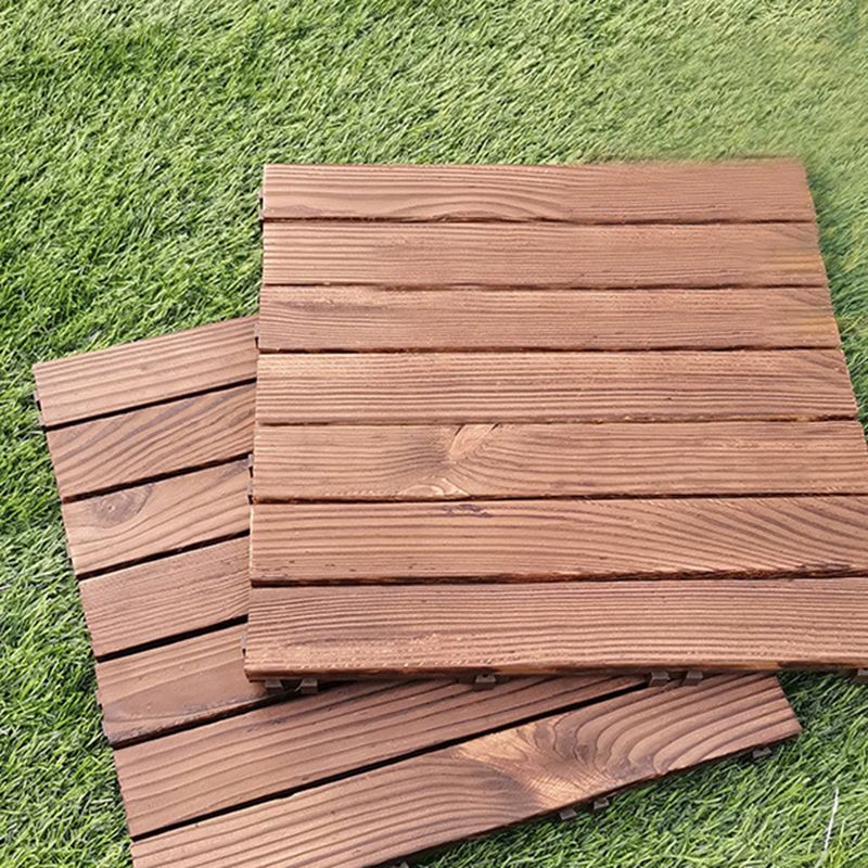 Sikunuo | 7-Slat Square Wood Floor Tiles Click Installation Outdoor Floor Tiles