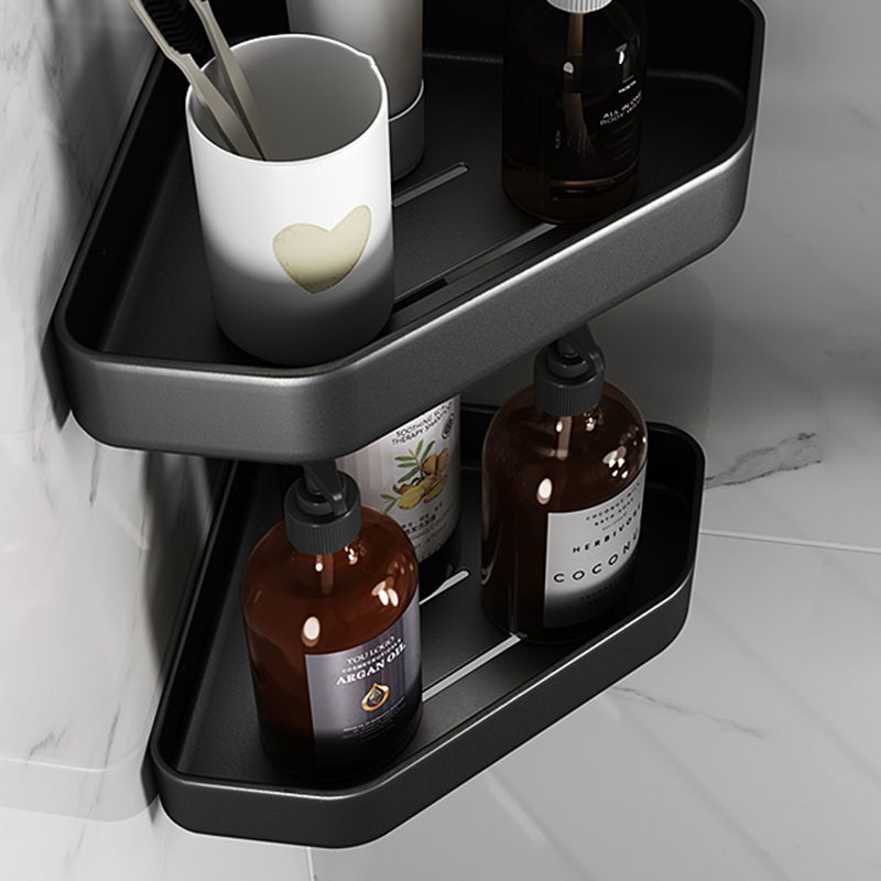 Sikunuo | Matt black bathroom accessories set Modern anti-rust 1/2/3-piece bathroom shelf