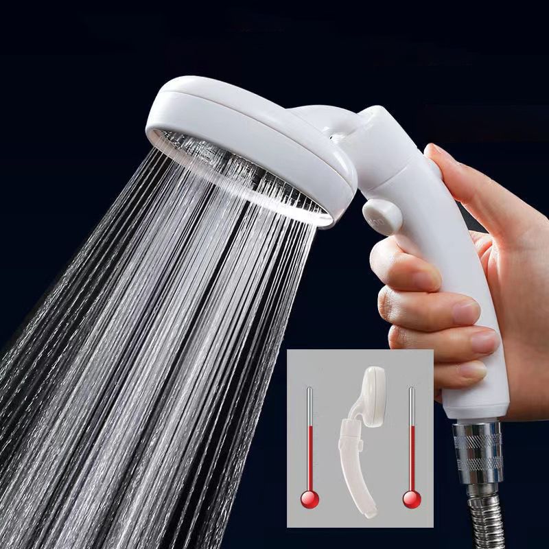 Sikunuo | Plastic Handheld Showerhead White Standard Spray Round Wall-mounted Swivel Showerhead