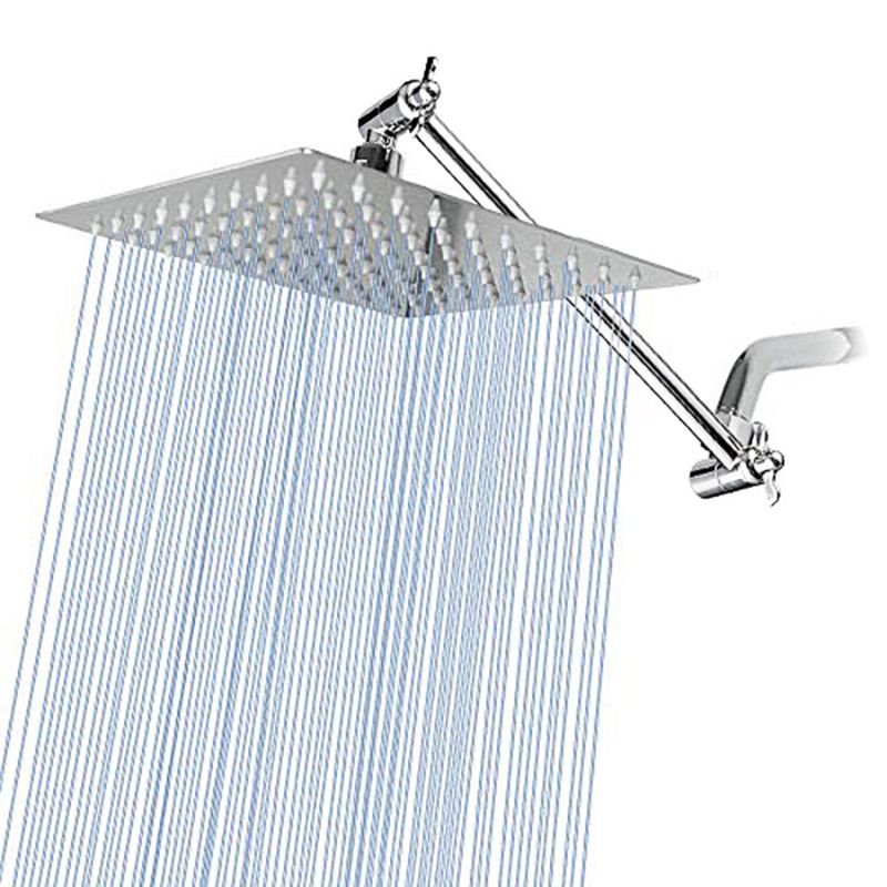 Sikunuo | Stainless Steel Fixed Shower Head Rainfall Wall Mounted Shower Head with Extension Arm