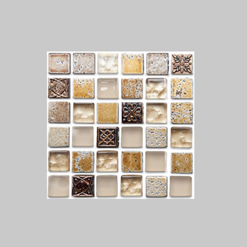 Sikunuo | Plastic Self-Adhesive Tiles Mosaic Tiles Grid Square Waterproof Self-Adhesive Tile Pack of 12
