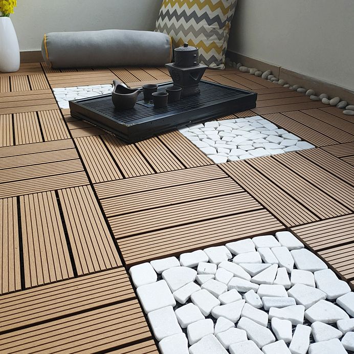 Sikunuo | 11 Pack 12" X 12" Square Deck/Patio Tiles Snap Fit for Outdoor Patio Tiles