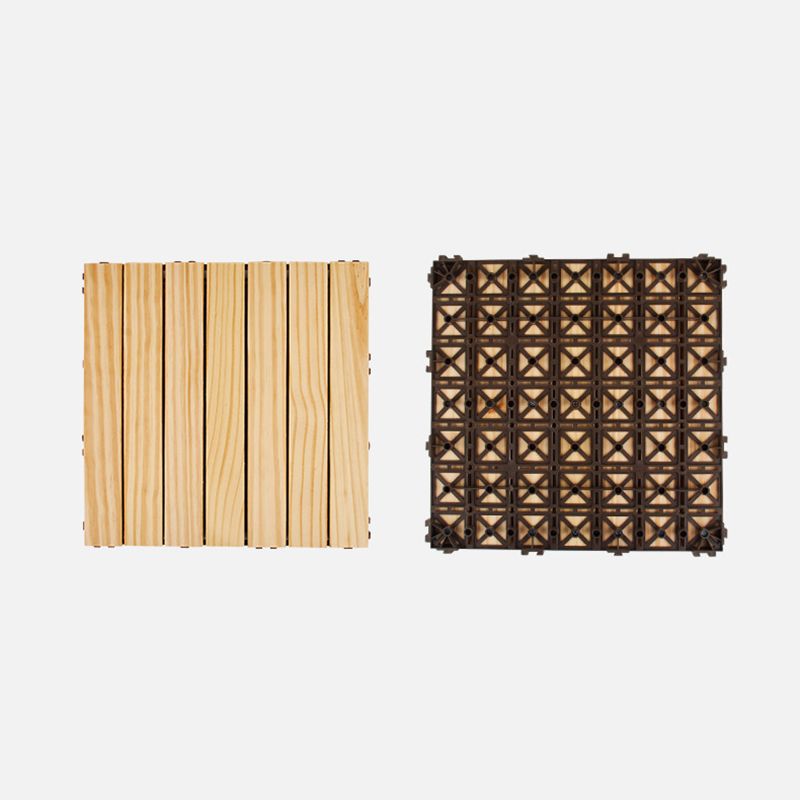 Sikunuo | 7-Slat Square Wood Terrace Tiles Laying Pattern Outdoor Terrace Tiles
