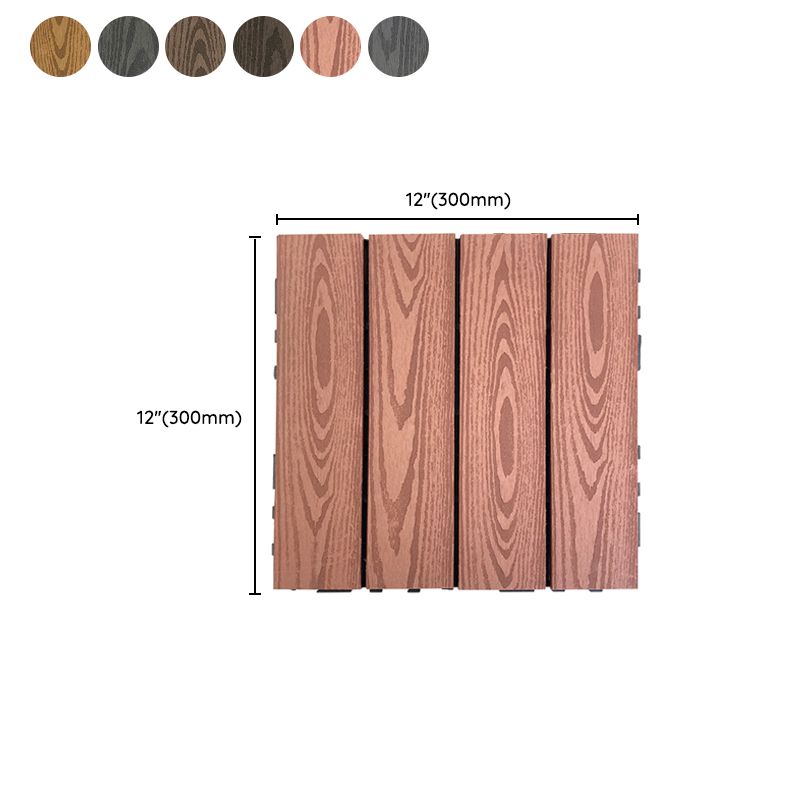 Sikunuo | Composite Square Patio Tiles Interlocking Striped Pattern Patio Floor Tiles