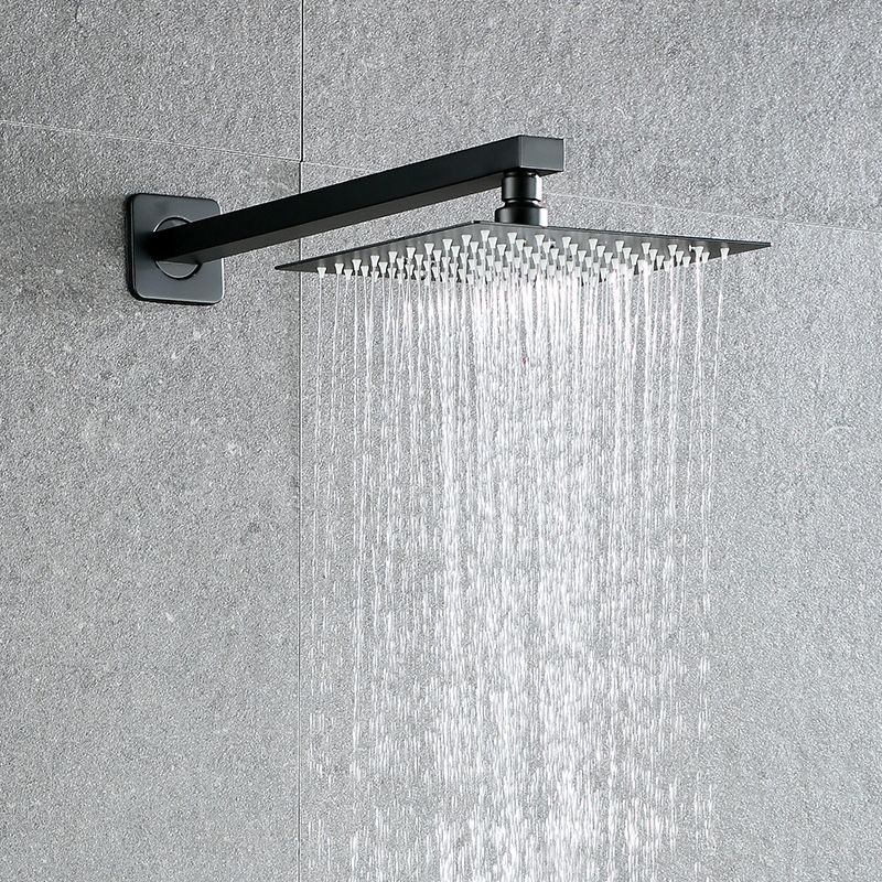 Sikunuo | Black Square Fixed Shower Head Modern Style Wall Mounted Shower Head