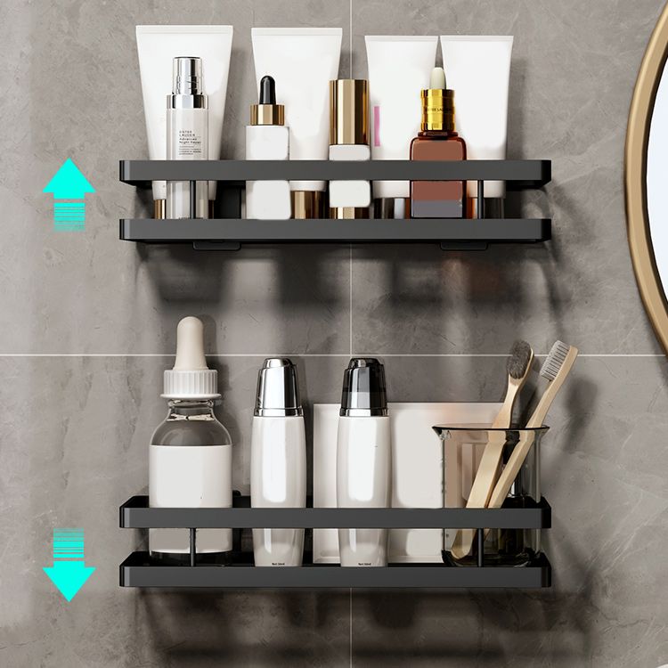 Sikunuo | 2-piece bathroom shelf made of matte black metal bathroom hardware set