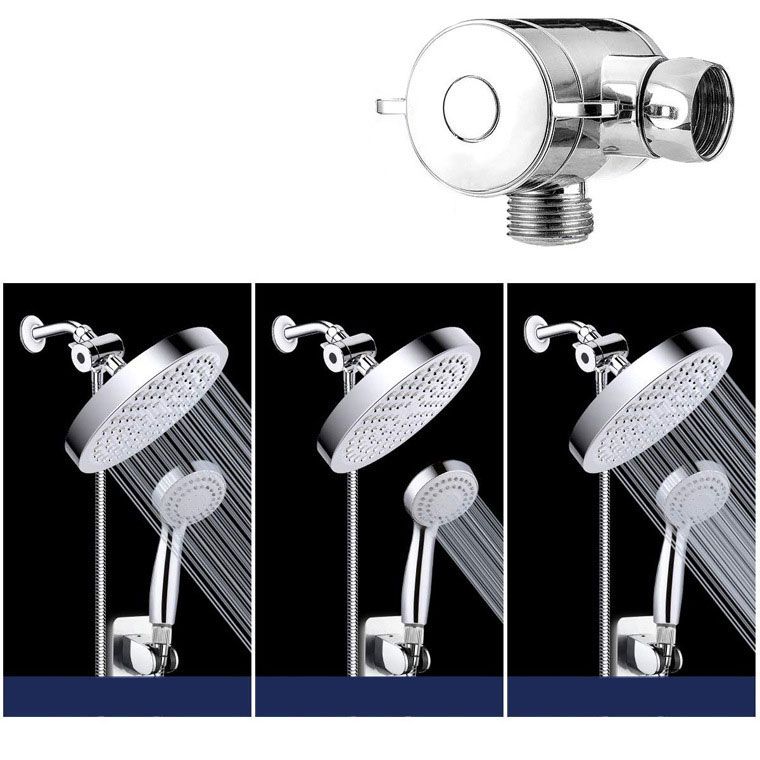 Sikunuo | 4-Setting Silver Shower Set Concealed Wall Mount Holder Tee with Outlet