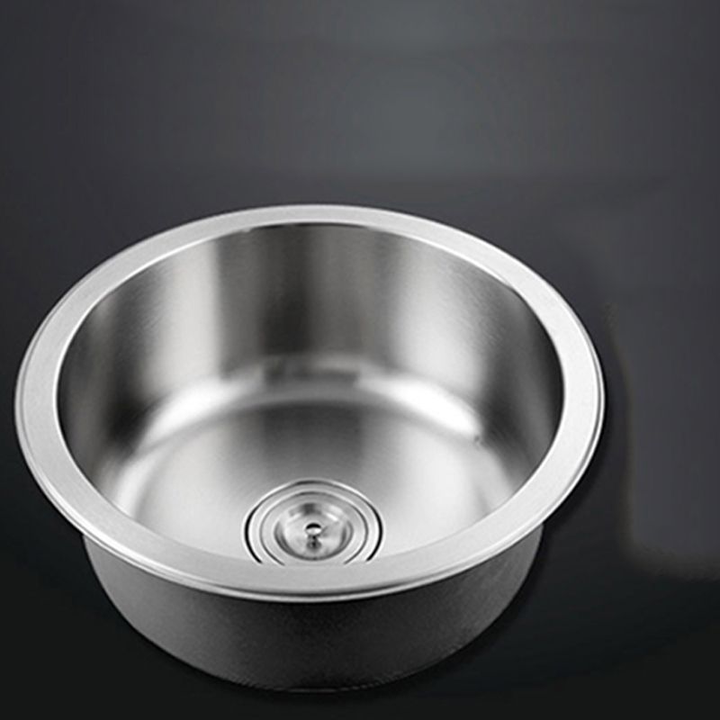 Sikunuo | Contemporary Single Bowl Kitchen Sink Round Stainless Steel Sink with Drain Strainer Set