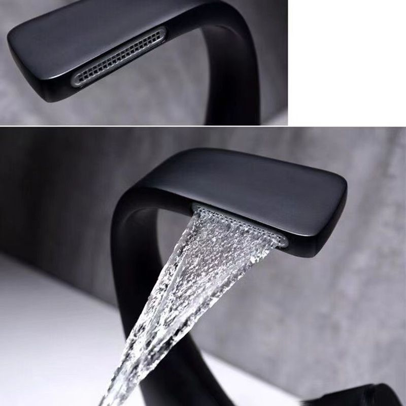 Sikunuo | Button Handle Faucet Contemporary Style Faucet with Waterfall Spout