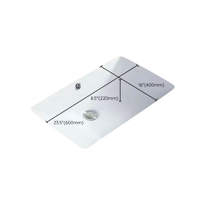 Sikunuo | Modern Under-Mount Sink Oval Porcelain with Pop-Up Drain Sink