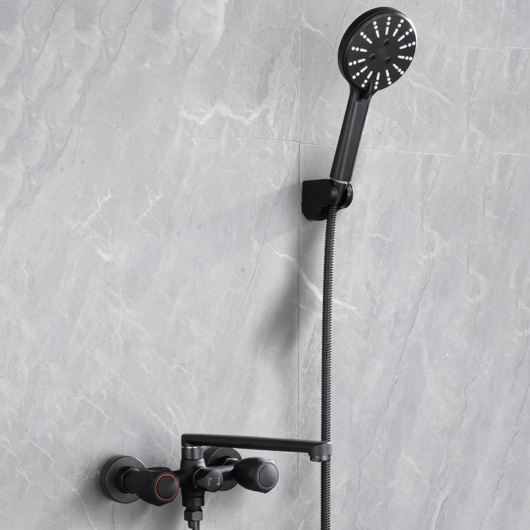 Sikunuo | Modern Bathtub Faucet Trim Black Wall Mounted Swivel Spout with Hand Shower