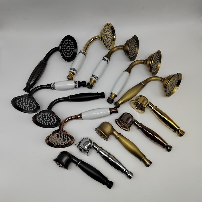 Sikunuo | Traditional Handheld Shower Head with Hose Polished Brass Wall Mounted Shower Head