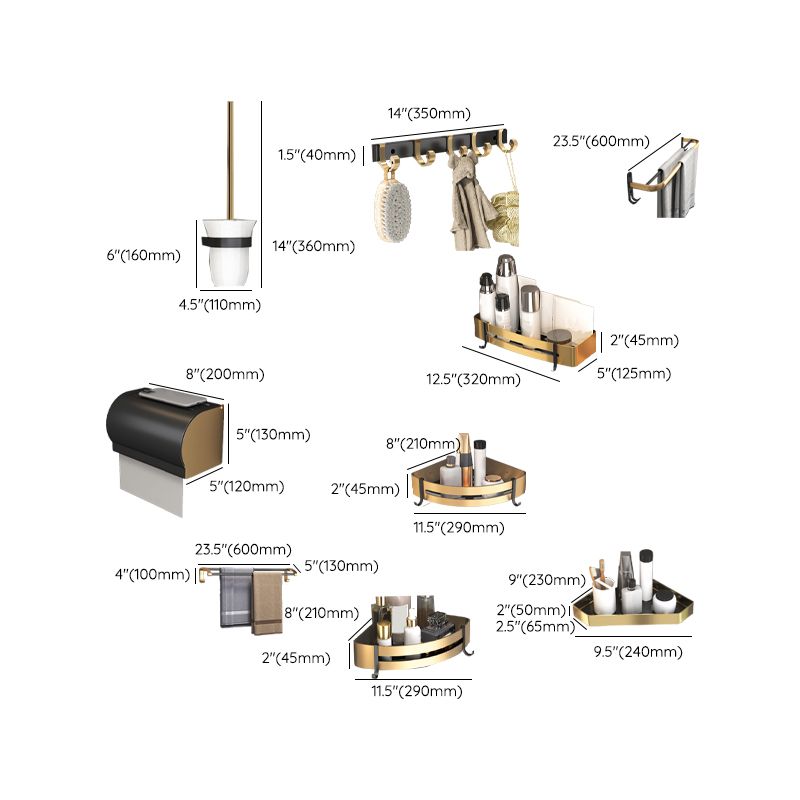 Sikunuo | Black & Brass Bathroom Set Modern Style Bathroom Accessories As Individual Piece Or As Set
