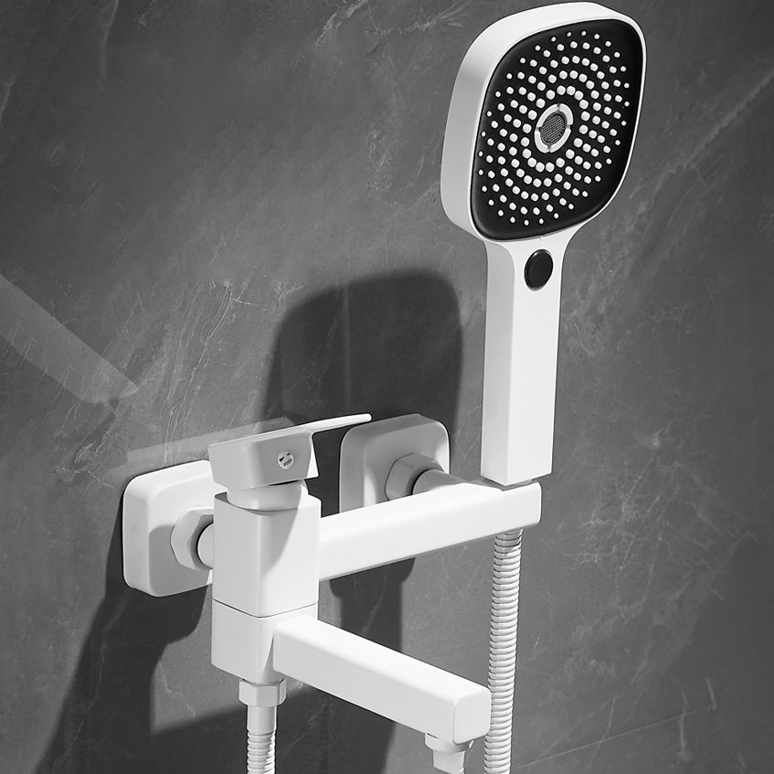 Sikunuo | White Bath Water Faucet Trim Single Lever Handle Swivel Spout Wall Mounted Hand Shower Bathtub Filler