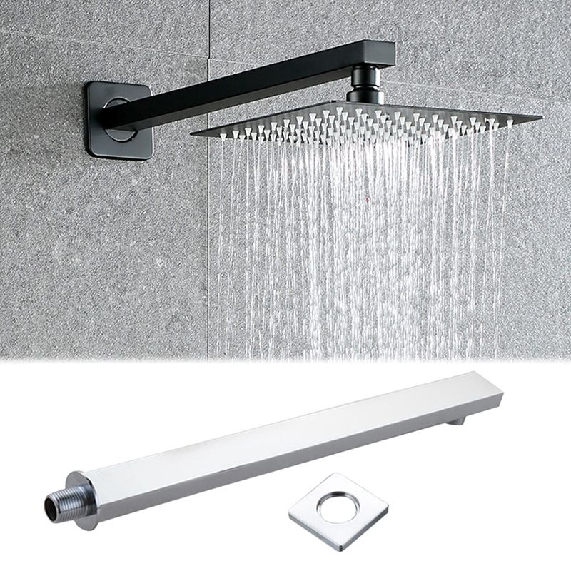 Sikunuo | Black Square Fixed Shower Head Modern Style Wall Mounted Shower Head