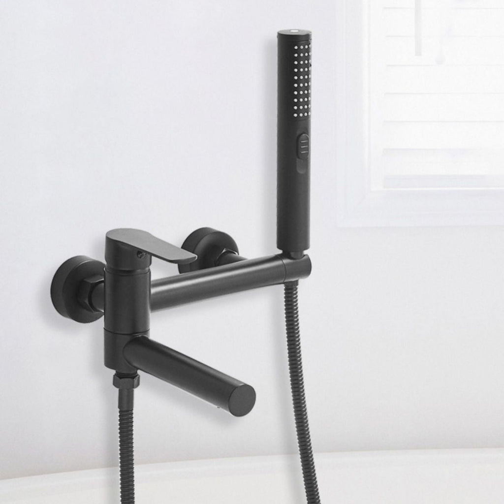 Sikunuo | Swivel spout bathtub faucet single lever handle hand shower bathtub filling valve with shower hose