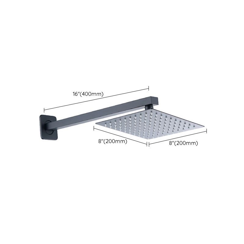 Sikunuo | Black Square Fixed Shower Head Modern Style Wall Mounted Shower Head
