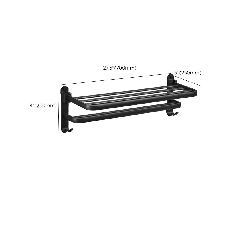 Sikunuo | Matt Black 5-piece Modern Bathroom Accessory Set with Shelf/Tower Bar & Paper Holder