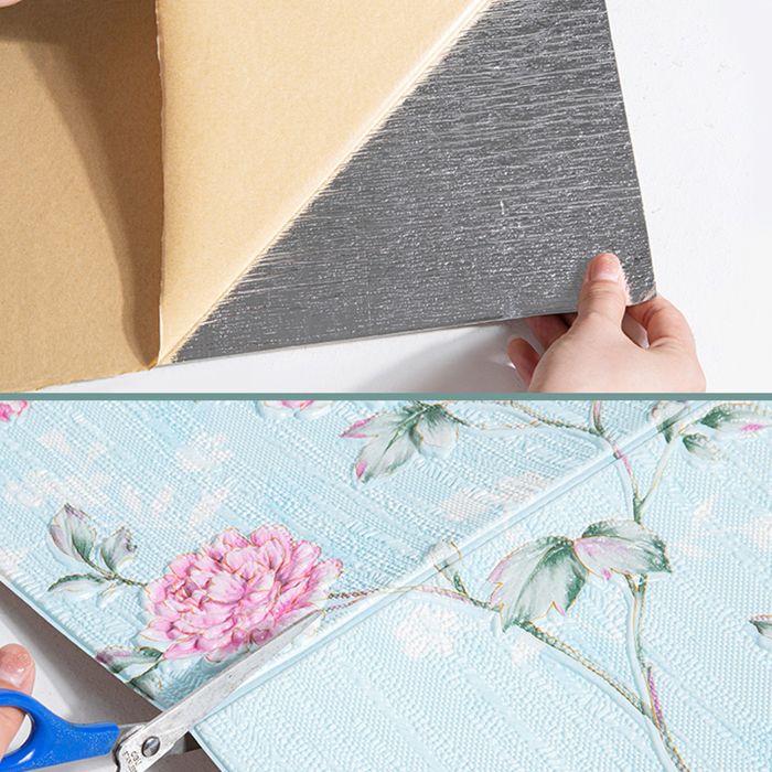Sikunuo | Modern Wall Panel 3D Floral Print Peel and Stick Waterproof Wall Covering