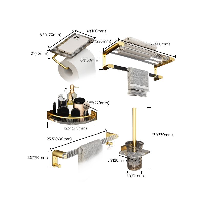 Sikunuo | 6-piece bathroom accessory set made of gold-colored metal bathroom hardware set
