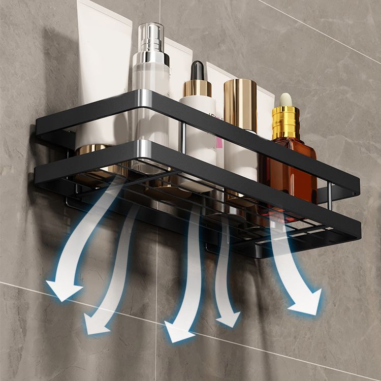 Sikunuo | 2-piece bathroom shelf made of matte black metal bathroom hardware set