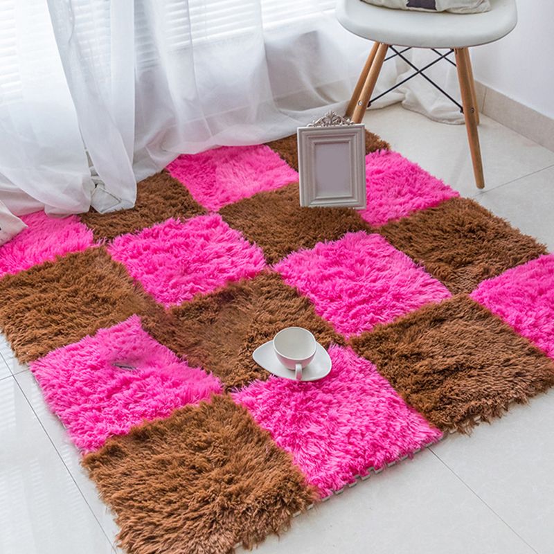 Sikunuo | Bedroom Carpet Tiles Solid Square Shag Stain Resistant Carpet Tiles