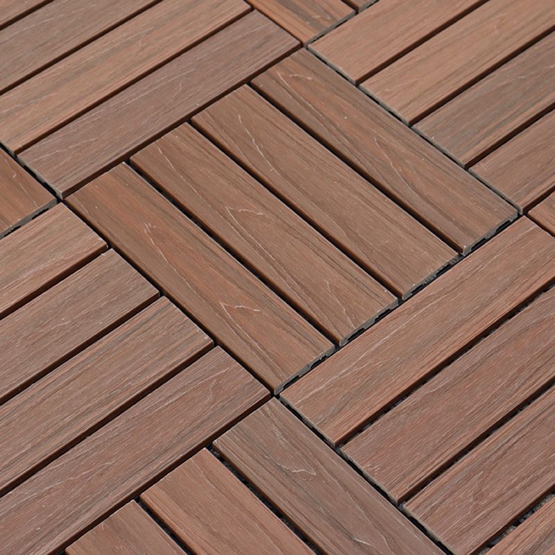 Sikunuo | 12" X 12" 4-Slat Square PVC Floor Tiles Snap-Fit Installation Floor Tiles