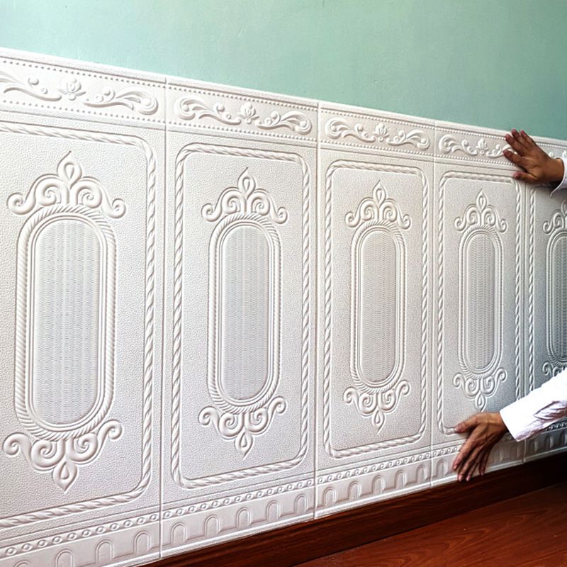 Sikunuo | Glam Style Wall Cladding Living Room Peel and Stick 3D Embossed Waterproof Wall Cladding