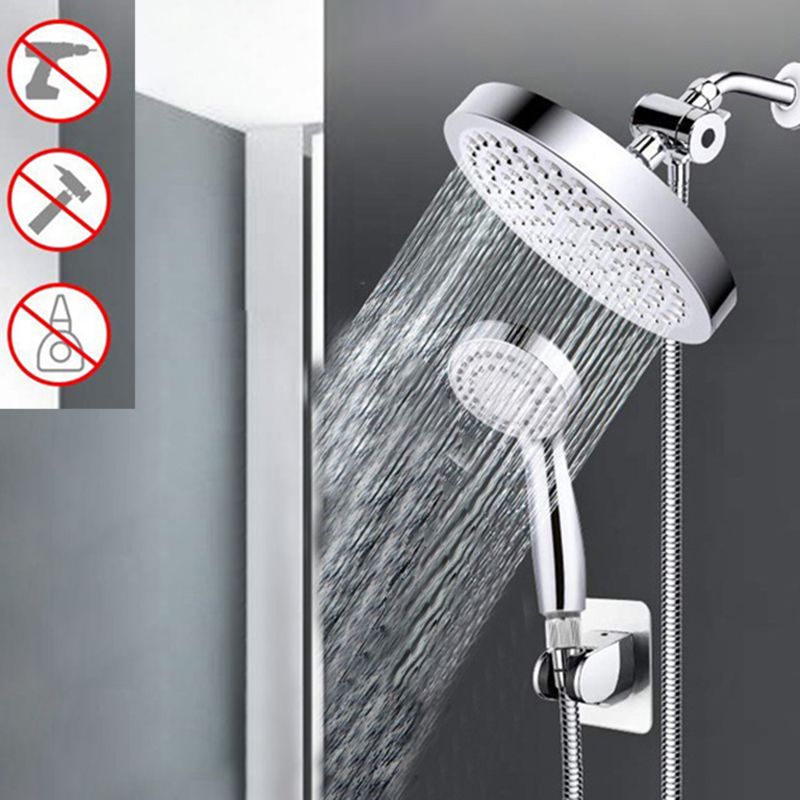 Sikunuo | Contemporary Shower Combination Double Shower Head Chrome Wall Mounted Round Shower Head